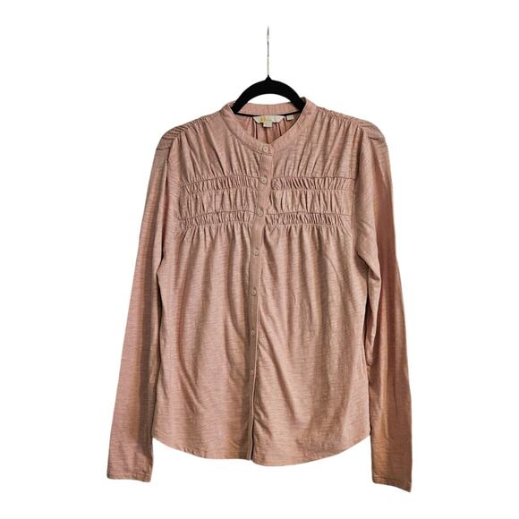 Boden Womens Size 8 Top Ruched Yoke Detail Pink Long Sleeve Button Down - Picture 1 of 7